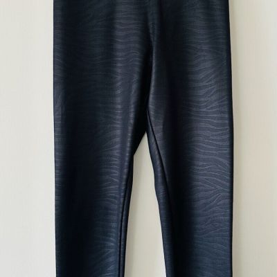 Express Shiny High Waisted Zebra Embossed Textured Black Ankle Legging Size XS